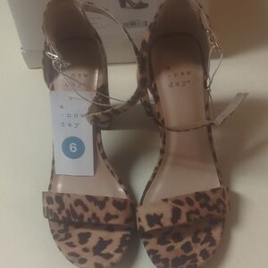 A New Day Brown Sandals with Leopard Print